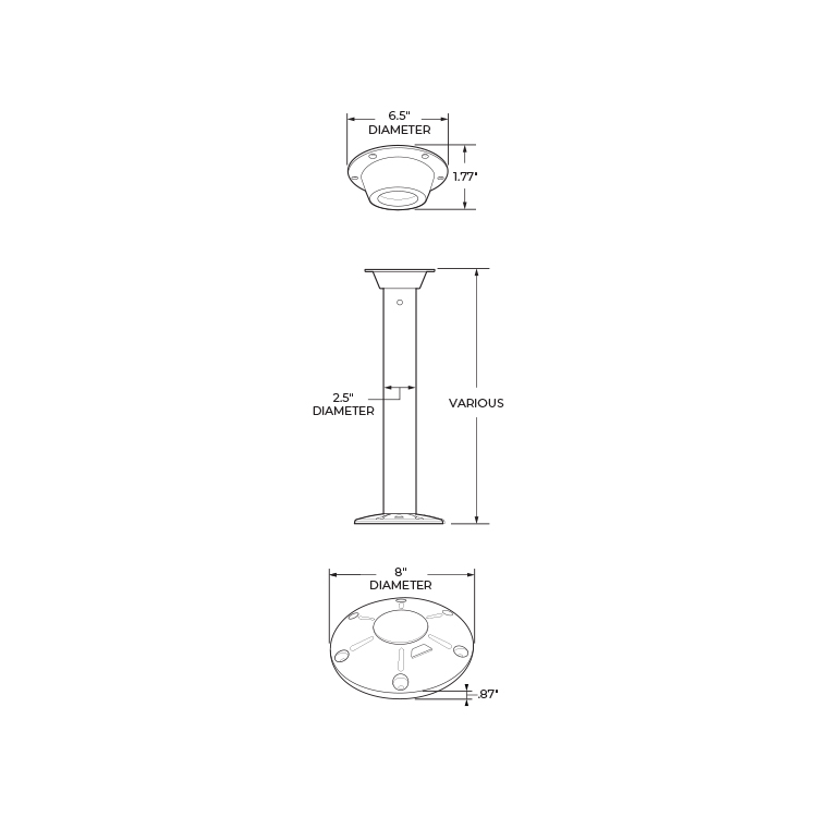 Cypress™ Table Leg & Base System Dimensions 1