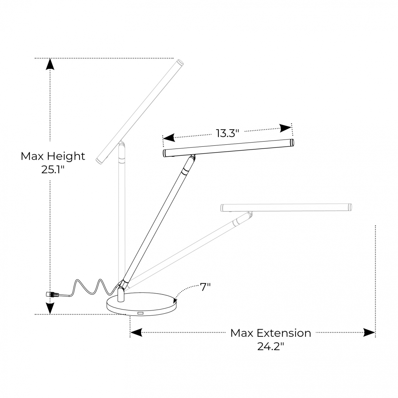 Maia™ Personal LED Task Light Dimensions 1