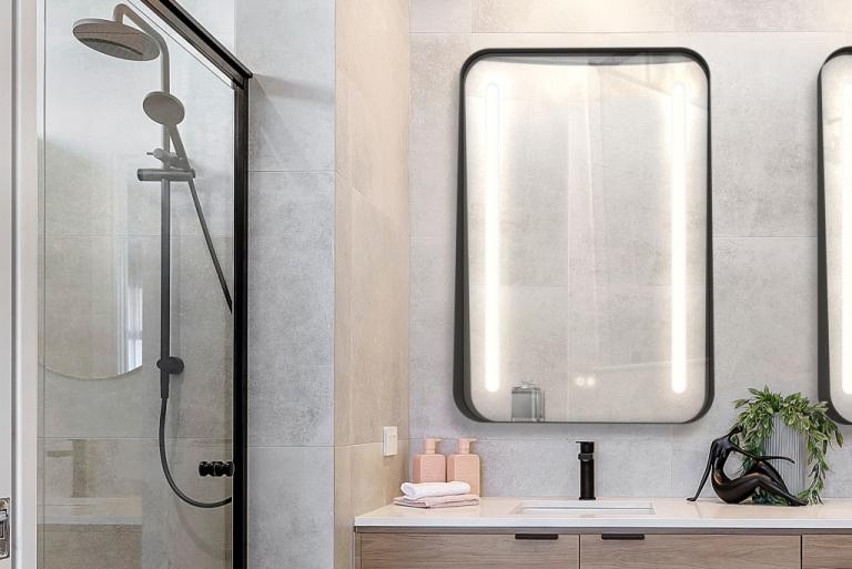 694SH_Backlit_Shelf_Mirror_Application_Light_Wood